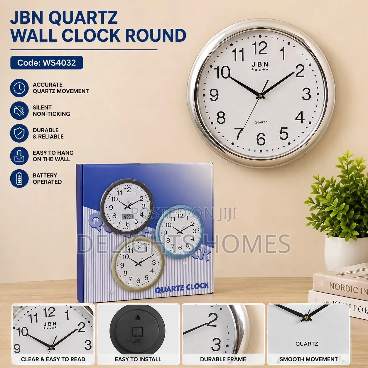 JBN Quartz Wall Clock Round-B