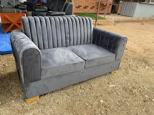2 Seater Grey Ribbed Velvet Loveseat Nairobi