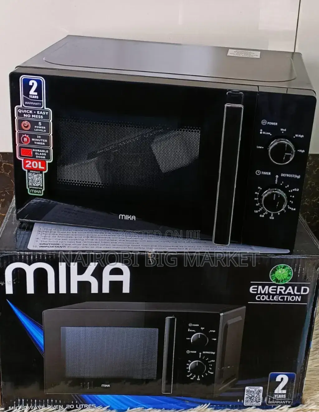 Black 20 Litres Mika Manual Microwave