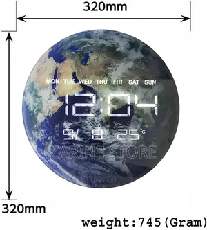Stylish Planet LED Circular Digital Electronic Clock 3D Earth Clock