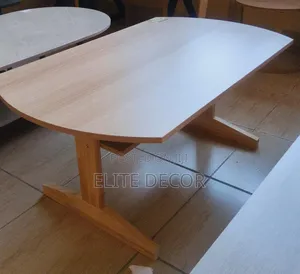 Modern Scandinavian Oval Trestle Dining Table – Elegant Light Wood