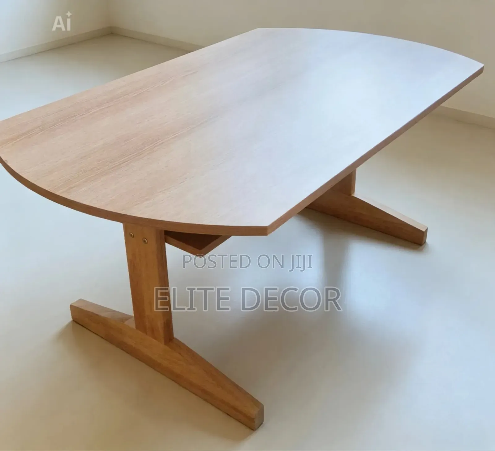 Modern Scandinavian Oval Trestle Dining Table – Elegant Light Wood