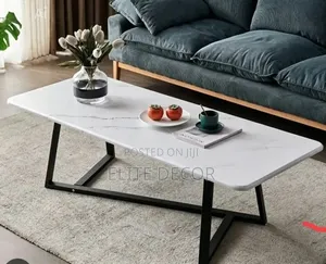 Gemelli Collections White Faux Marble Coffee Table – Modern Black