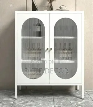 Modern White 3-Tier Arched Glass Storage Cabinet