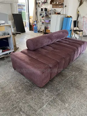 3 Seater Plum Bolster Chaise Lounge + Free Delivery