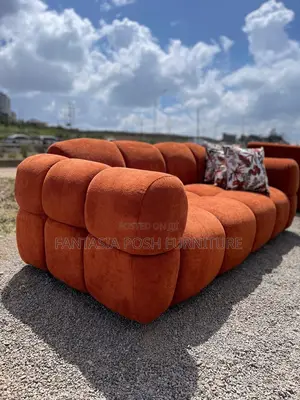 3 Seater Burnt Orange Bubble Sofa: Payment on Delivery
