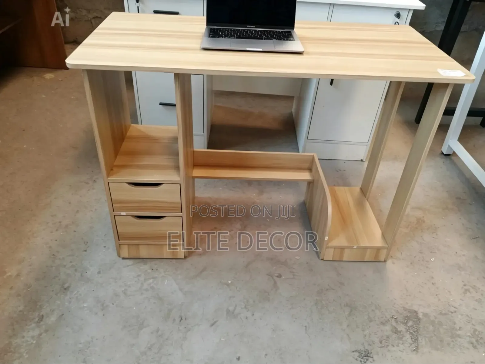 Modern Computer Desk With 2 Drawers Open Storage Shelf