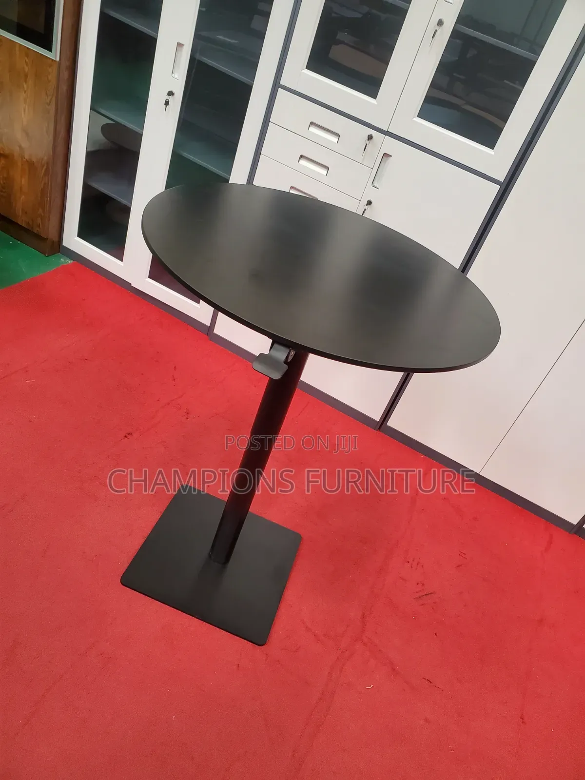 Height Adjustable Round Black Table