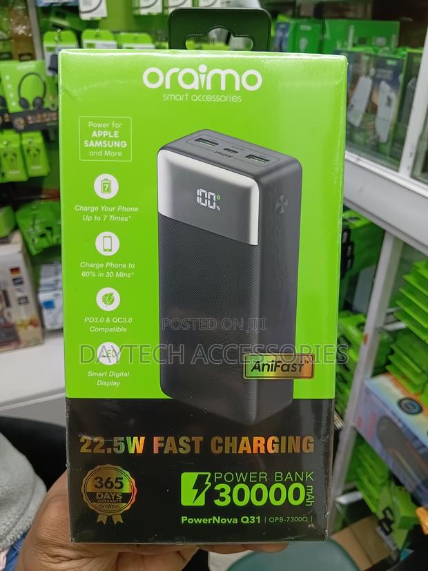 This Is an Oraimo PowerNova Q31 (OPB-7300Q) 30,000mAh Power Bank.