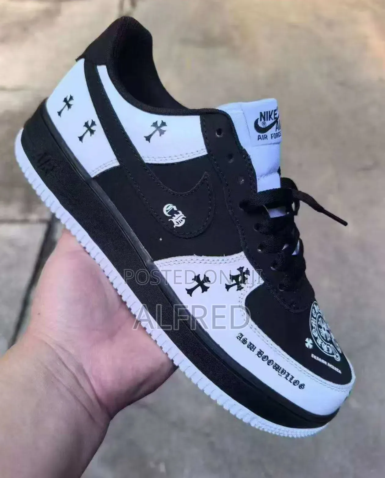 Air Force One Chrome Heart White and Black