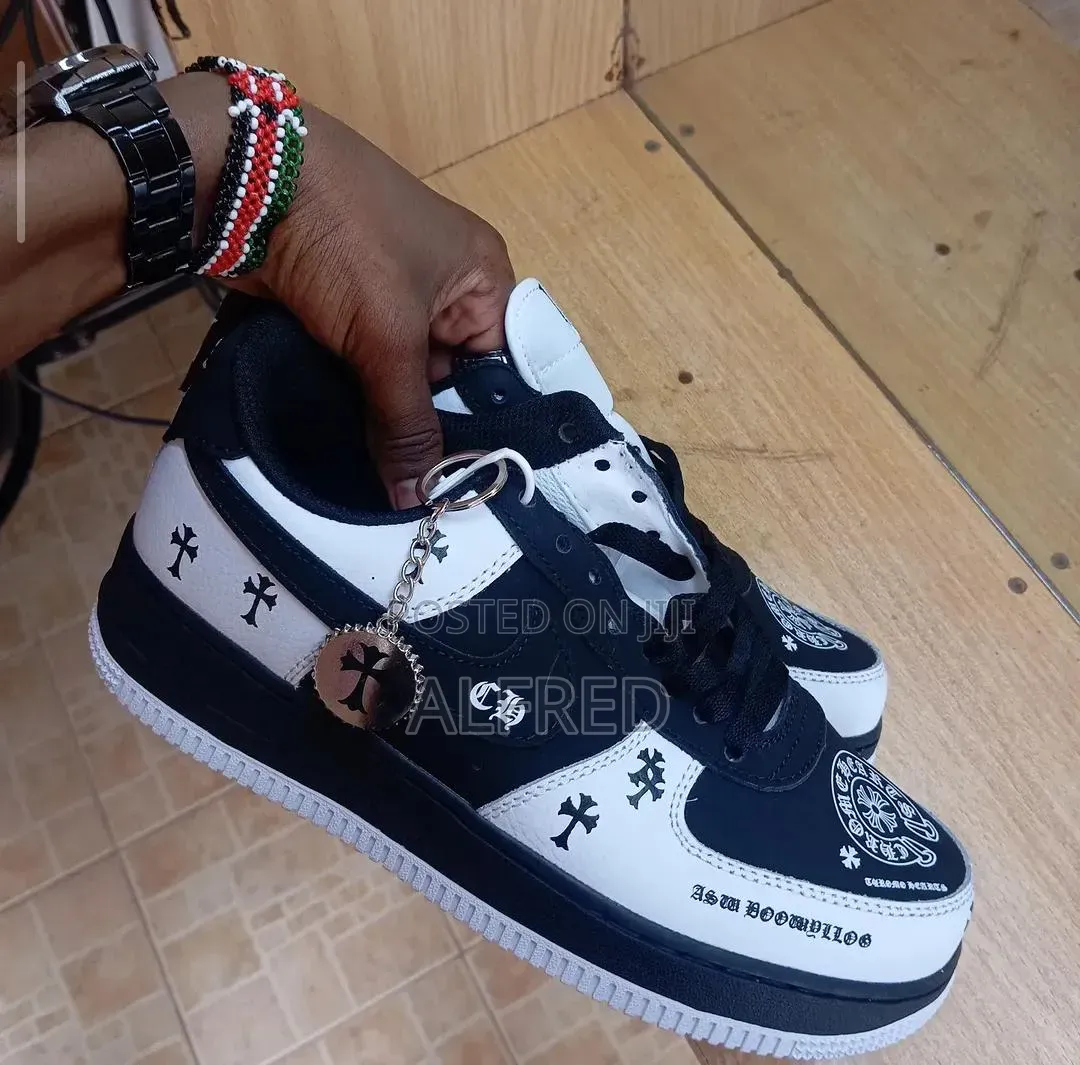 Air Force One Chrome Heart White and Black