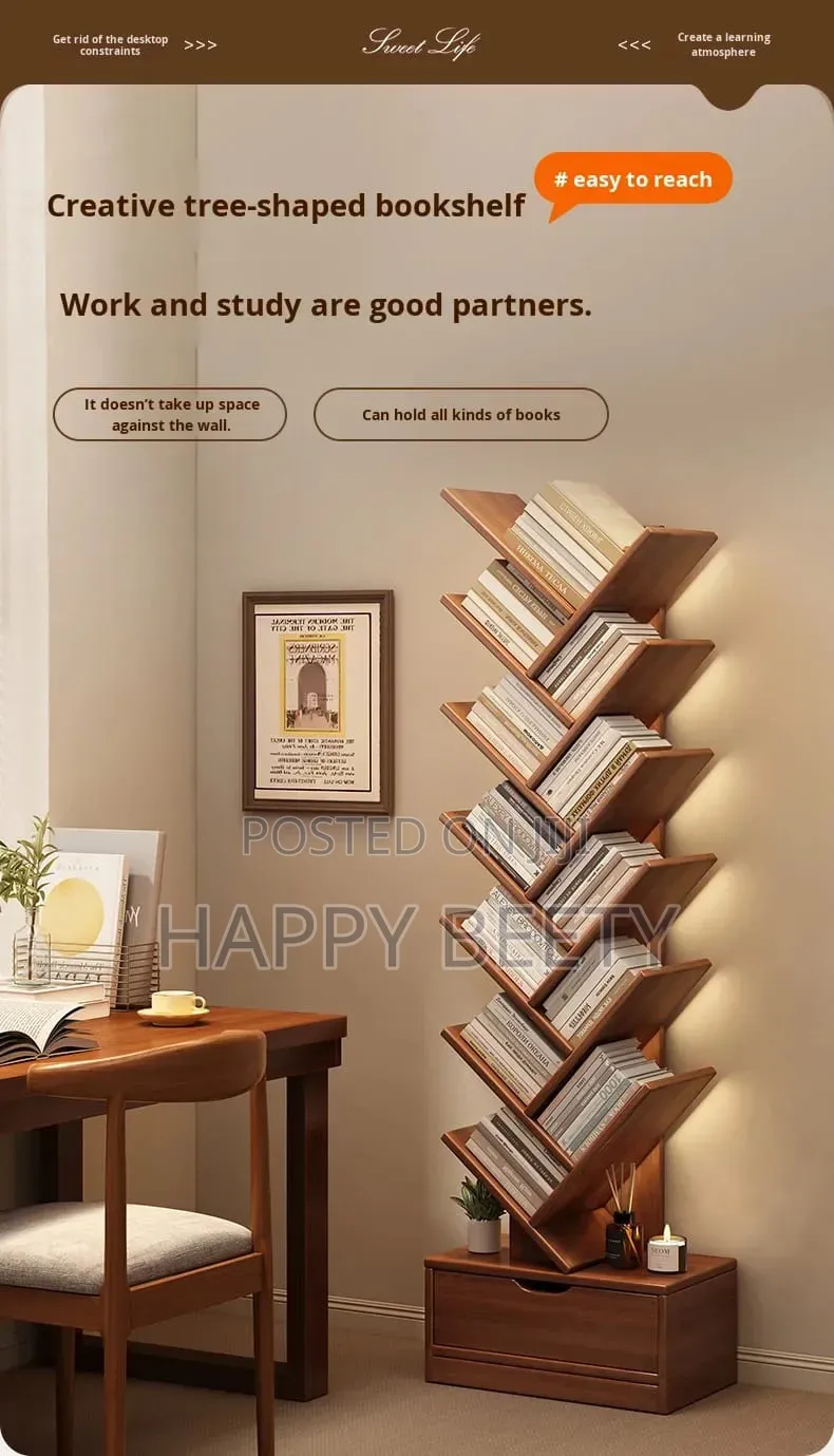 Dark Brown Tree Book Organizer