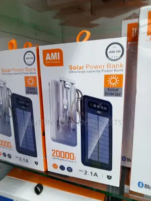 AMI AM-26 20000mAh Solar Power Bank With Built-in Cables