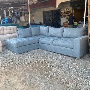 5 Seater Slate Blue Sectional Sofa: Pay on Delivery