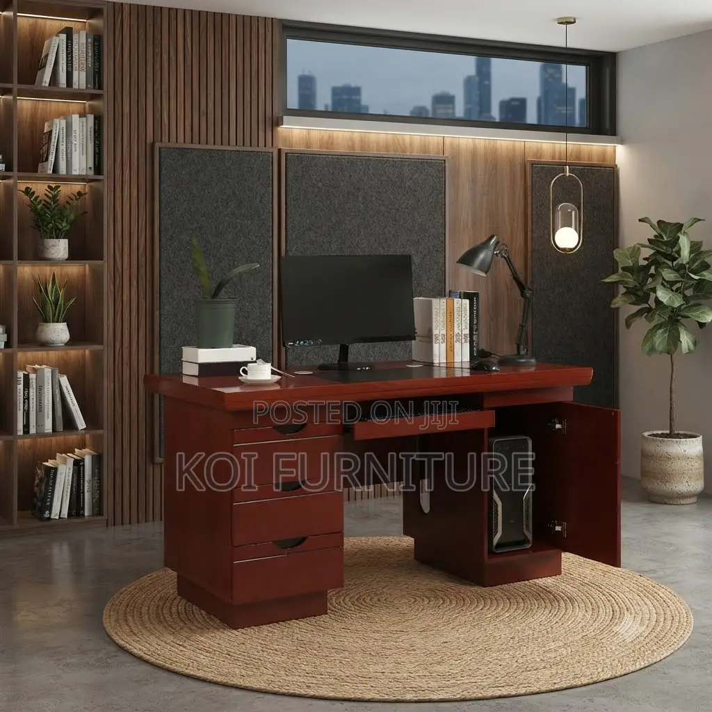 Office Desk; 1400mm Mahogany Executive Rectangular Desk