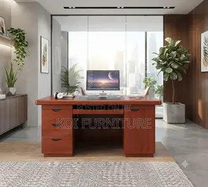 Office Desk; 1400mm Mahogany Executive Rectangular Desk