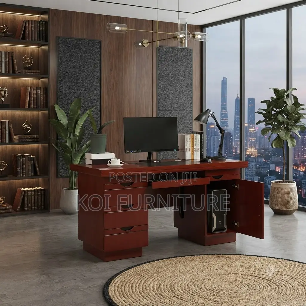 Office Desk; 1400mm Mahogany Executive Rectangular Desk