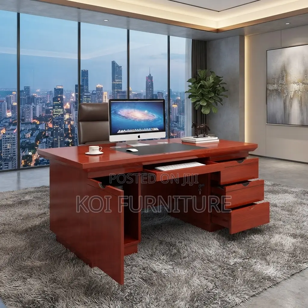 Office Desk; 1400mm Mahogany Executive Rectangular Desk