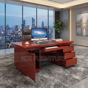 Office Desk; 1400mm Mahogany Executive Rectangular Desk