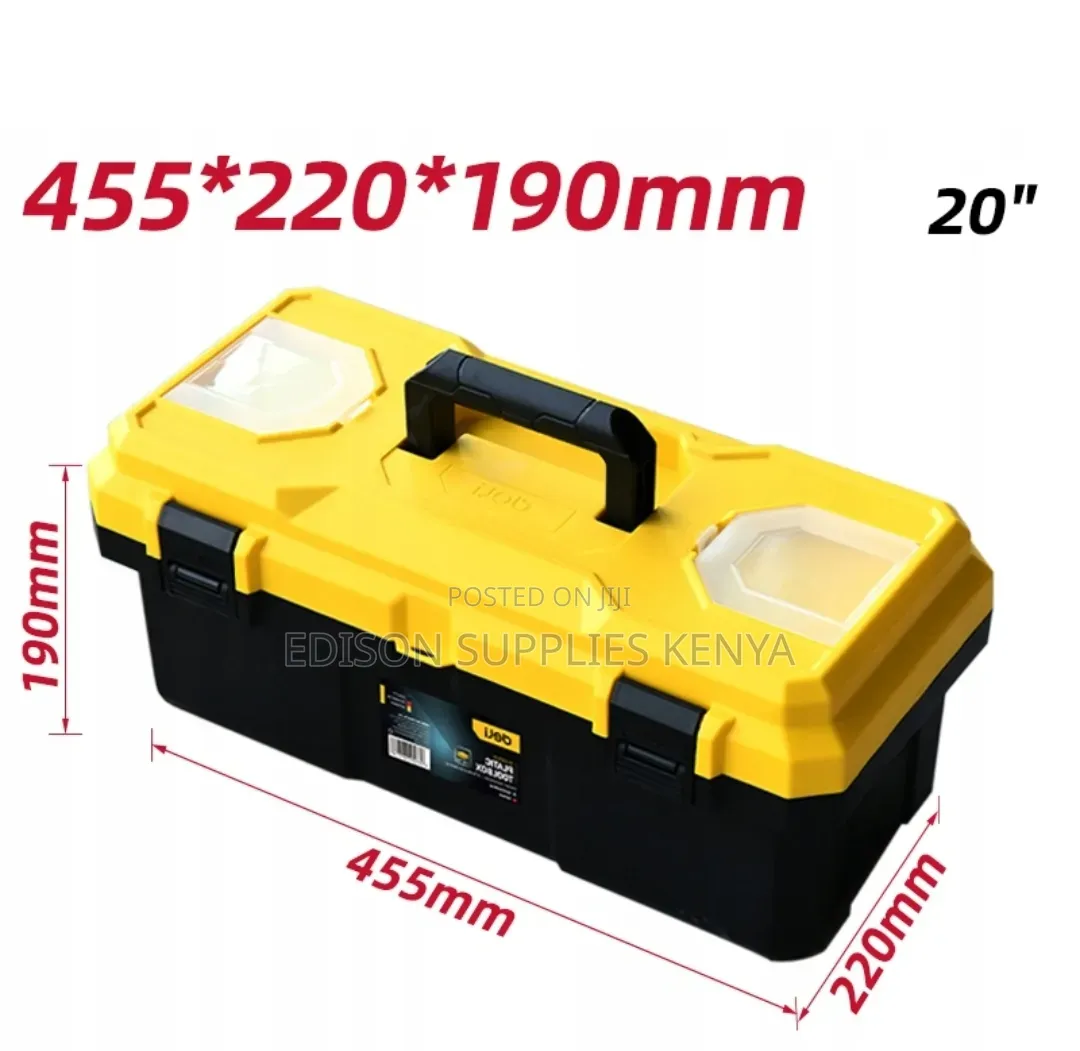 Deli Tool Box 20" Inch Plastic ToolBox Lockable Storage Boxes Wt Tray
