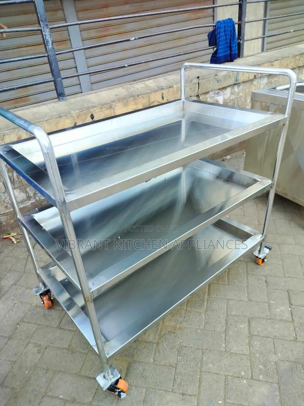 Stainless Steel 3-Tier Food Serving Trolley