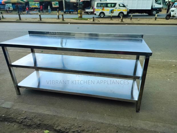 6ft Stainless Steel Three-Tier Kitchen Table - main view