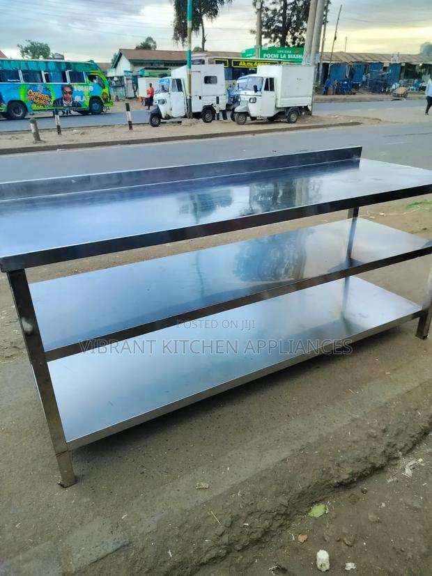 6ft Stainless Steel Three-Tier Kitchen Table - thumbnail 3