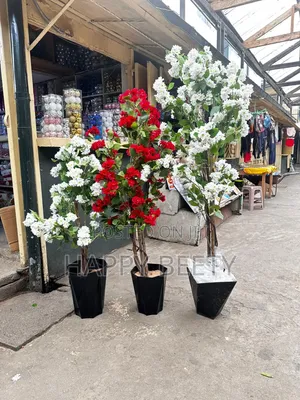 Beautiful Artificial Plants With White or Red Petals