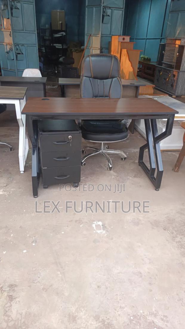 1.2m Office Table, Leather Office Chair and Drawer - main view