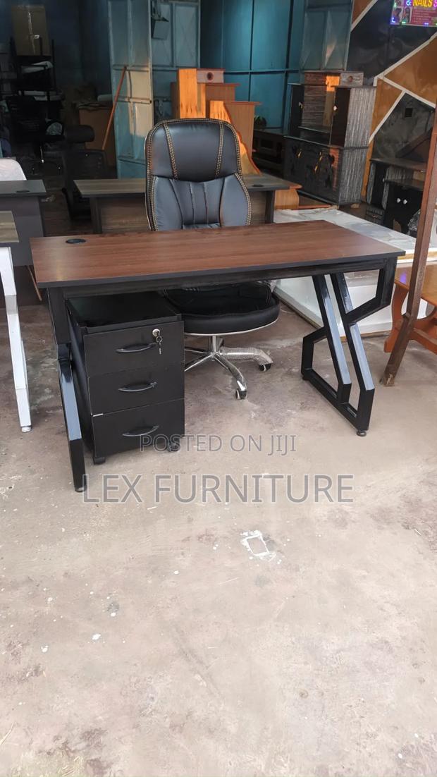 1.2m Office Table, Leather Office Chair and Drawer - thumbnail 2