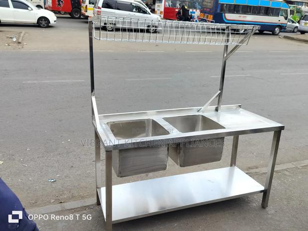 Stainless Steel Double Bowl Sink With Storage Rack - thumbnail 2