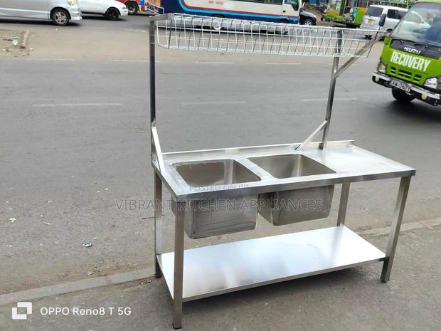 Stainless Steel Double Bowl Sink With Storage Rack - thumbnail 3