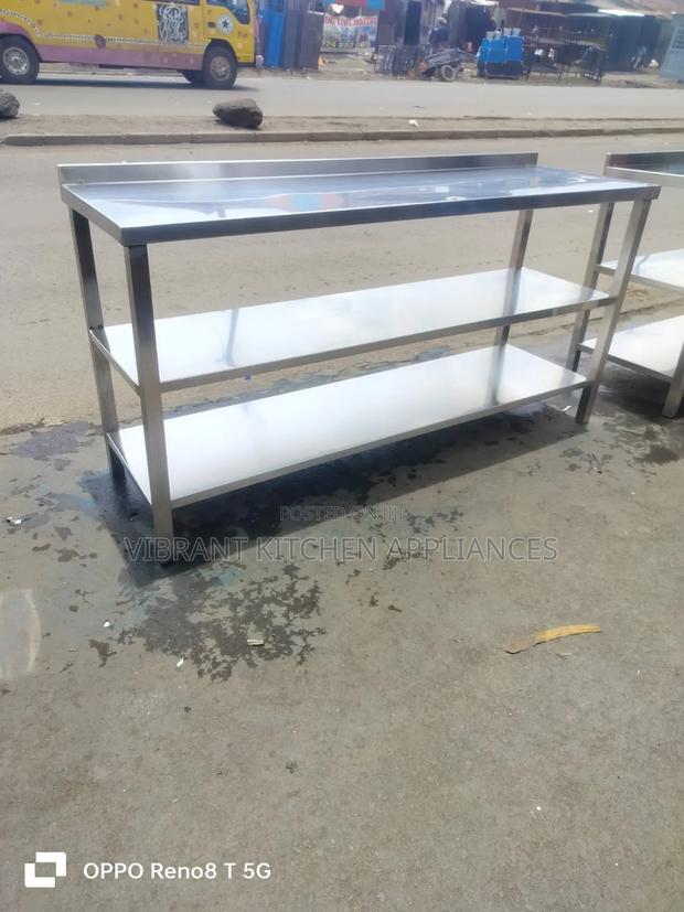7ft Three-Tier Stainless Steel Table - thumbnail 2