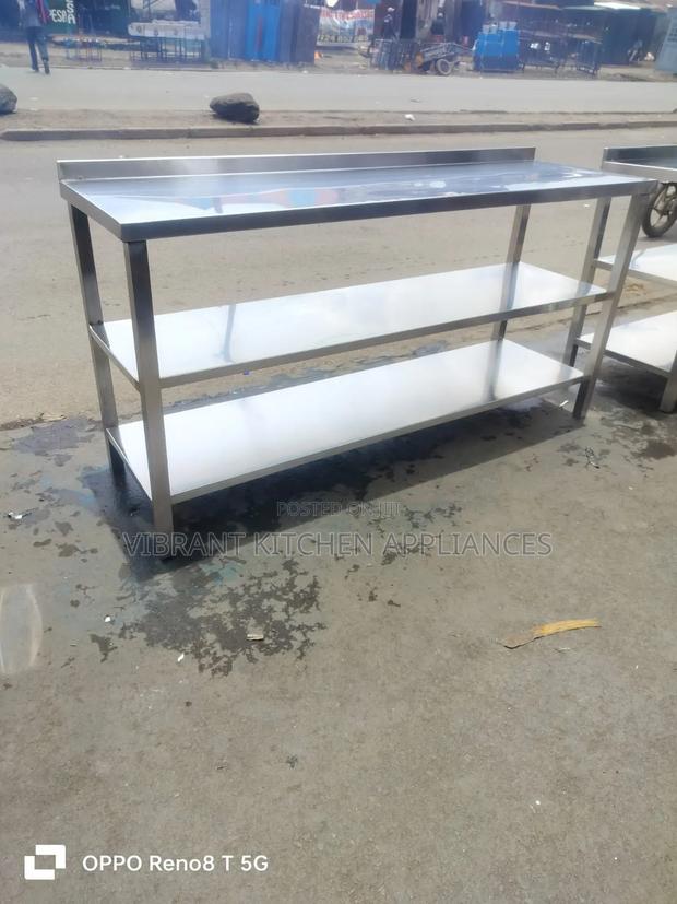 7ft Three-Tier Stainless Steel Table - thumbnail 3