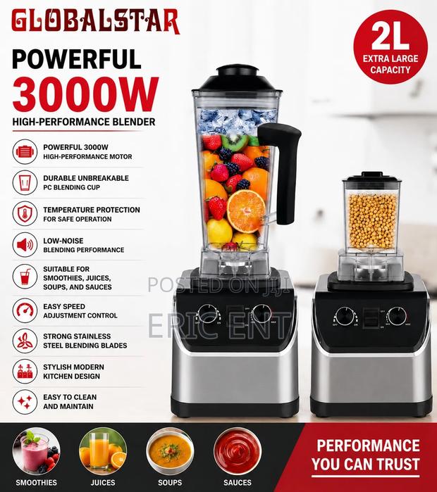 Globalstar 2 in 1 3000W Blender Grinder 2 in Commercial Blender