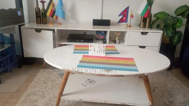 Stylish White Oval Coffee Table With Storage Shelf- Available Now