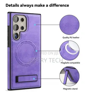 Samsung Galaxy S25 Ultra PU Leather Case Compatible With MagSafe Buil