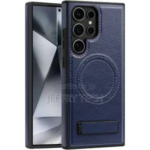 Samsung Galaxy S25 Ultra PU Leather Case With MagSafe Built-in Kickst