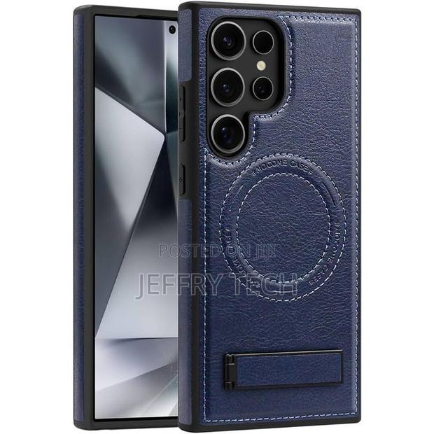 Samsung Galaxy S25 Ultra PU Leather Case With MagSafe Built-in Kickst