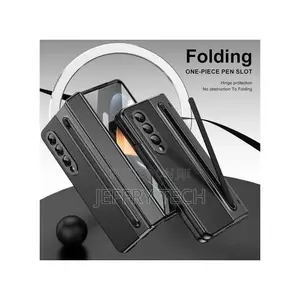 Samsung Galaxy Fold 6 Leather Case - Black, S Pen Slot, Hinge Camera
