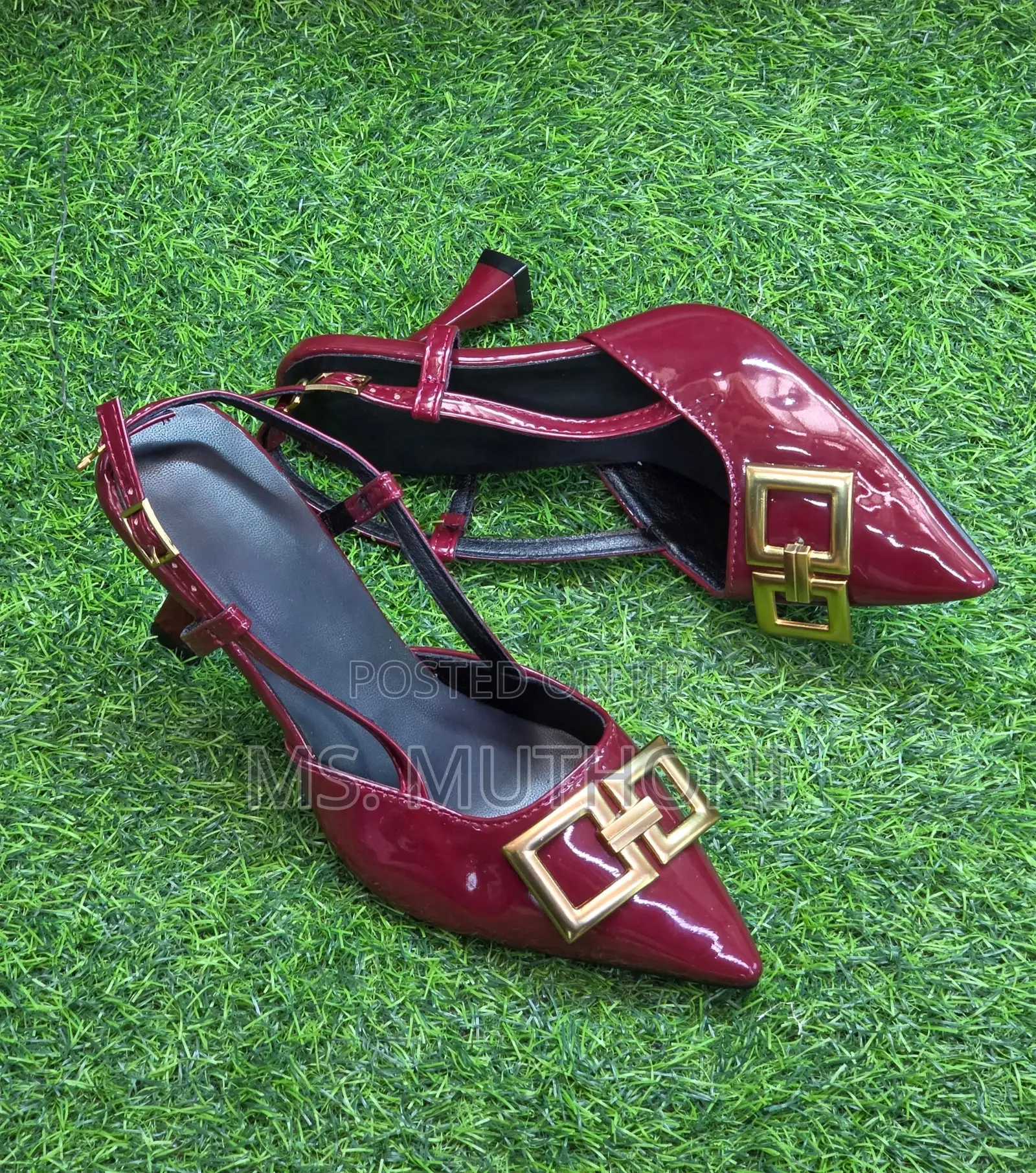 Ladies Elegant, Patent Leather Pointed-Toe Slingback Heel Size 37-42