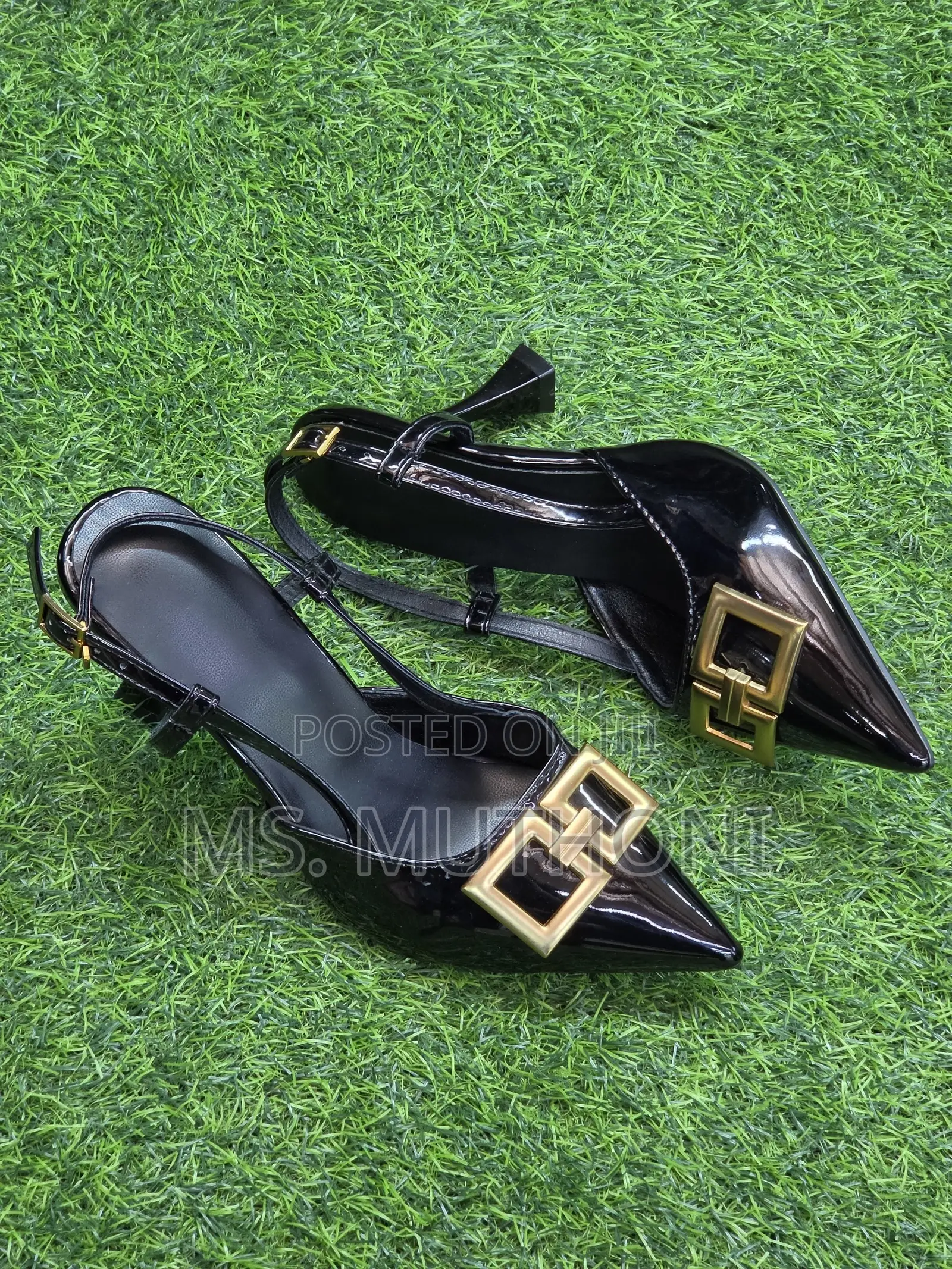 Ladies Elegant, Patent Leather Pointed-Toe Slingback Heel Size 37-42