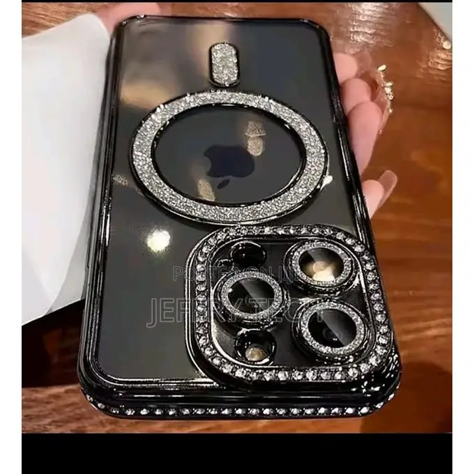 Glitter Diamond Transparent Magnetic Wireless Case for iPhone 12 Wirel