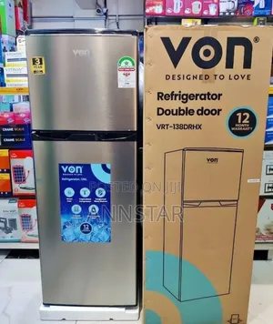 Von 138 Litres Double Door Refrigerator With Top Mounted Freezer )