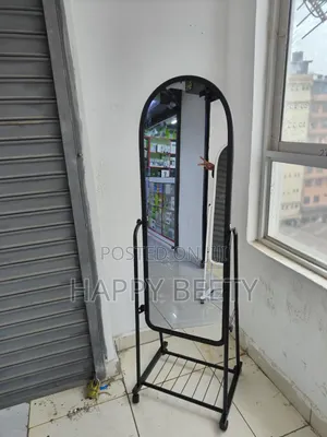 *Black Full Length Dressing Mirror With Wheels and Shoes Rack*