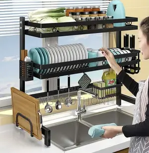 Multi-Tier Black Over-the-Sink Dish Drying Rack I