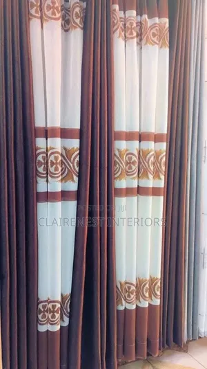 Brown and Yellow Modern Designs Window and Door Curtains