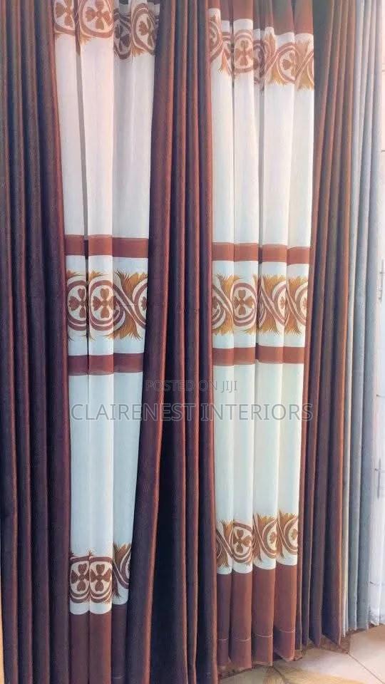 Brown and Yellow Modern Designs Window and Door Curtains