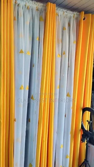 Brown and Yellow Modern Designs Window and Door Curtains