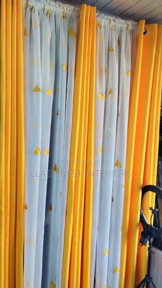 Brown and Yellow Modern Designs Window and Door Curtains